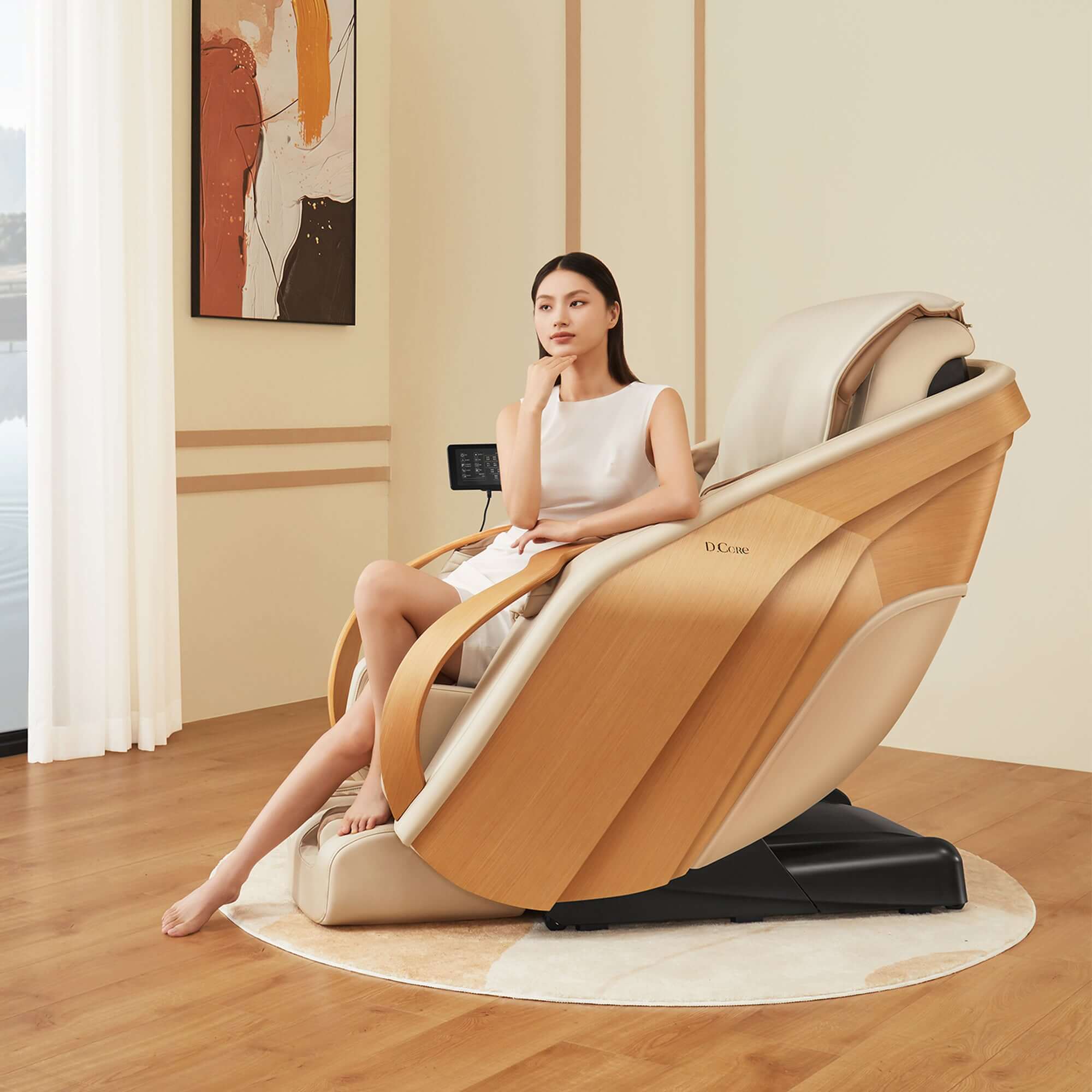 D.coreMassage ChairsD.Core 2 - Made in Japan Ultra Premium Massage Chair w/ Oak Side PanelsCreamMassage Chair Heaven